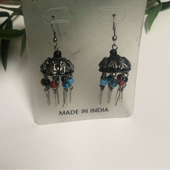 Women's Afghan Sterling Silver Earrings Tribal Jewelry Vintage Ethnic - Picture 1 of 2